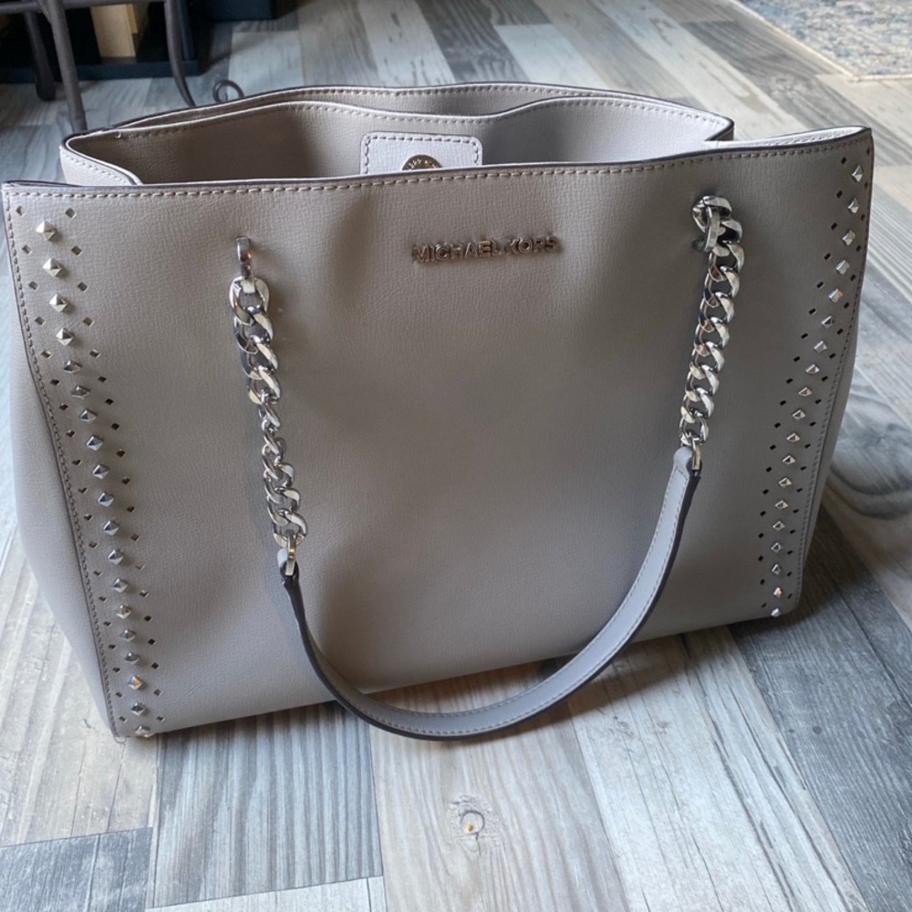 Michael Kors Taupe Tote with Chain Straps